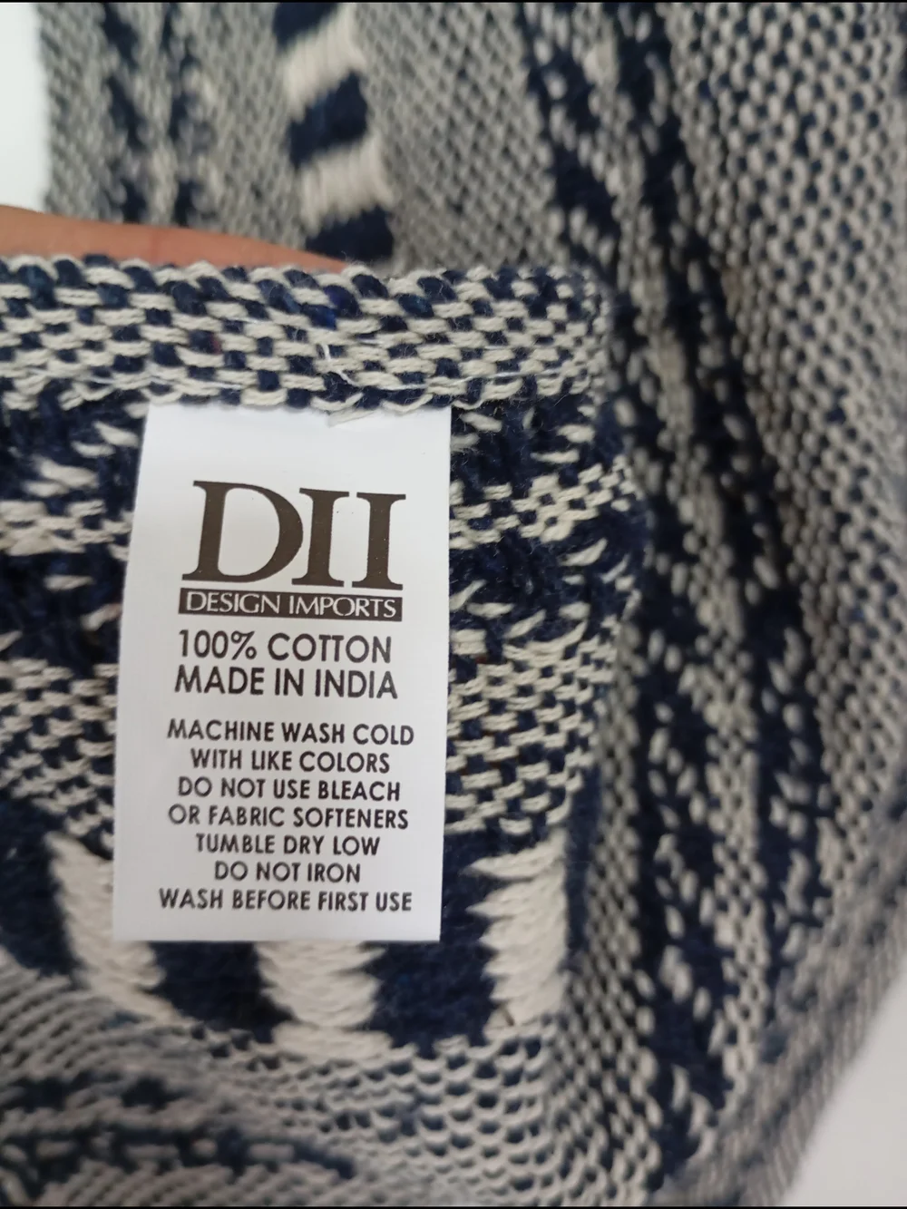 DII Design Imports Black White Woven Cotton Fringe Scarf Wrap Shawl Boho Chic